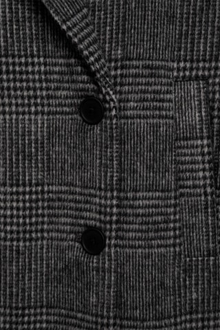 Manteau long laine carreaux - Gris