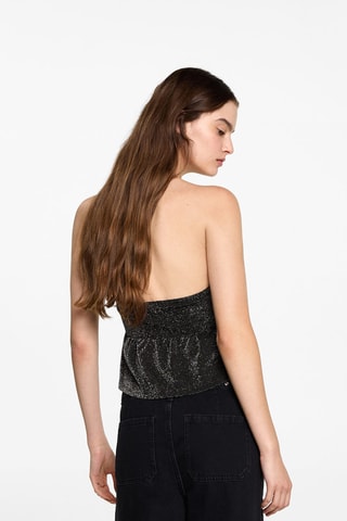 Top emmanchures américaines maille Lurex - Noir