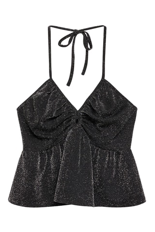 Top emmanchures américaines maille Lurex - Noir