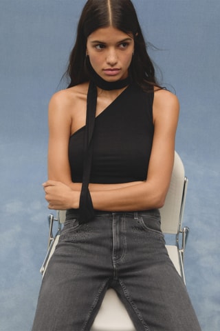 Top asymétrique nœud - Noir