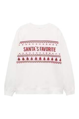 Sweat-shirt imprimé Noël - Blanc cassé