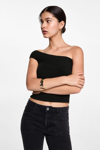 Top uni asymétrique - Noir