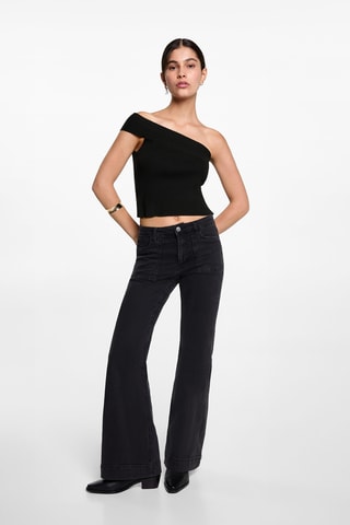 Top uni asymétrique - Noir