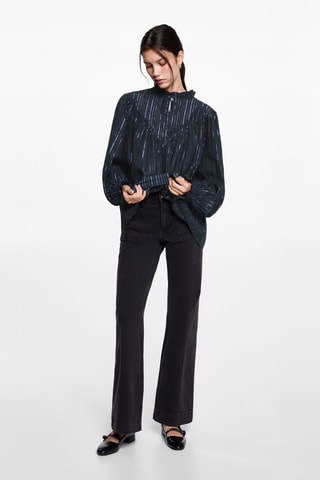 Blouse lurex rayures - Bleu foncé