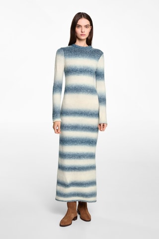 Robe en maille à rayures - Bleu