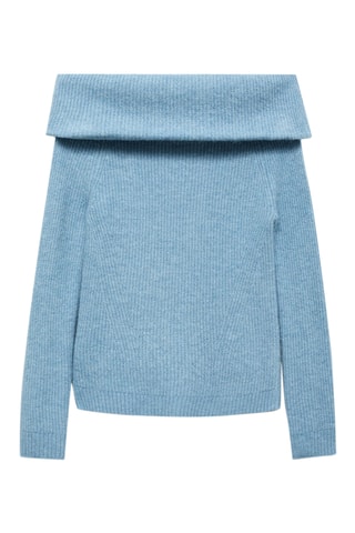 Pull maille épaules dénudées - Bleu clair