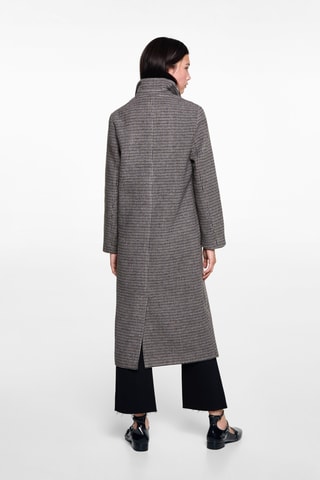 Manteau laine pied-de-poule - Gris