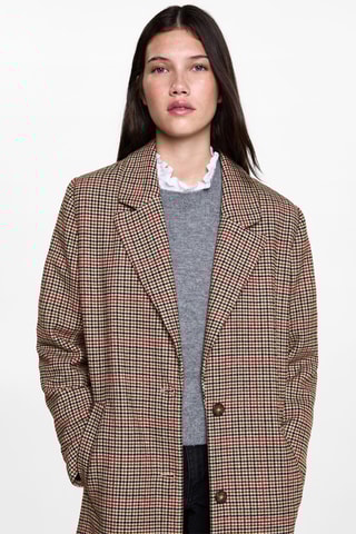 Manteau pied-de-coq - Beige