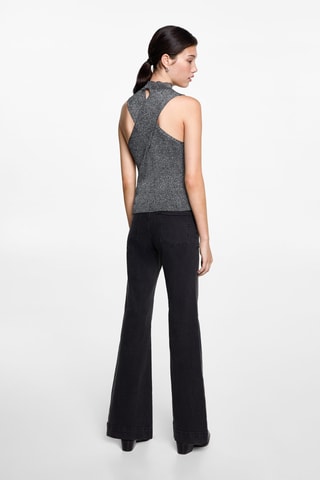 Top à col roulé en lurex - Noir