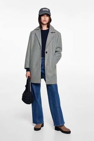 Manteau drap de laine poches - Gris