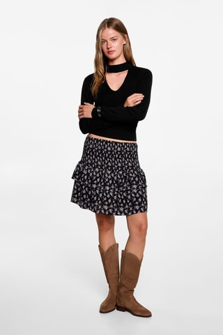 T-shirt crop ouverture - Noir