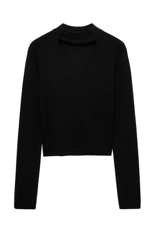 T-shirt crop ouverture - Noir