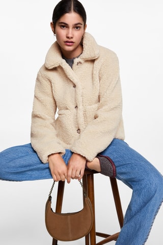 Blouson moutonné à poches - Ecru