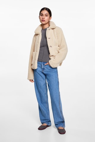 Blouson moutonné à poches - Ecru