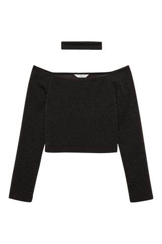 Top Lurex ras-de-cou - Noir