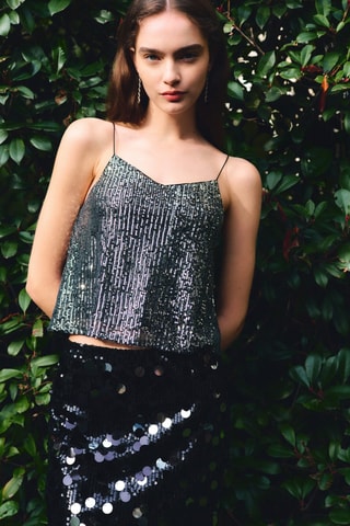 Top à paillettes - Argenté
