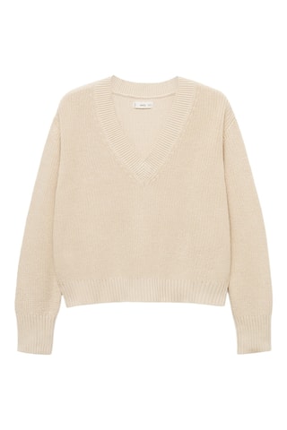 Pull-over à col en V - Beige