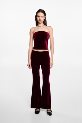 Pantalon flare velours - Grenat