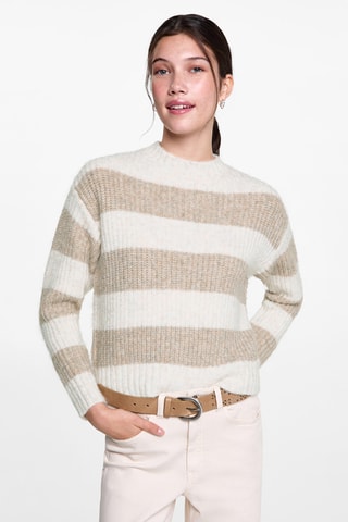 Pull-over en maille à rayures - Beige