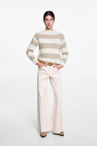 Pull-over en maille à rayures - Beige