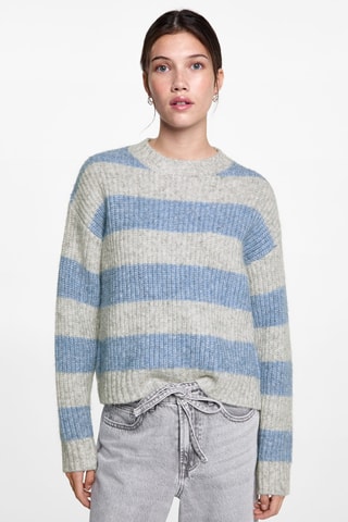 Pull-over en maille à rayures - Bleu clair
