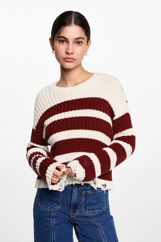 Pull-over en maille à rayures - Grenat