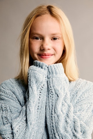 Pull-over maille tressée - Gris clair