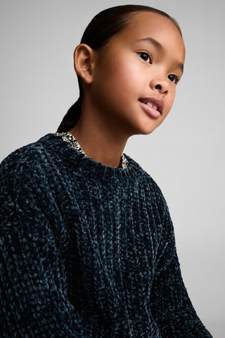 Pull-over maille chenille - Vert foncé