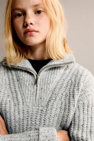 Pull-over col roulé fermeture Éclair - Gris