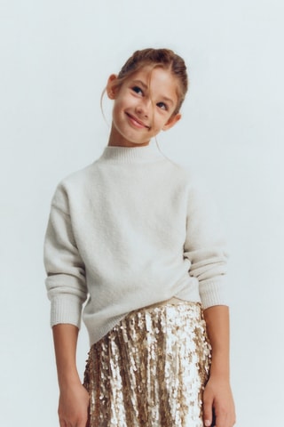Pull-over maille col montant - Ecru