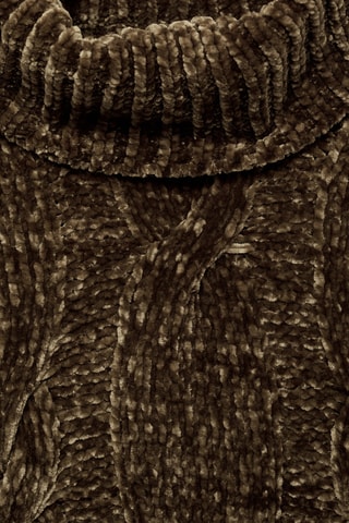 Pull-over chenille maille torsadée col montant - Olive