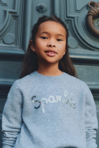 Pull-over maille sequins - Gris