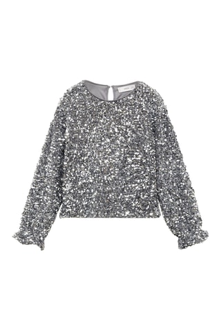 T-shirt manches longues sequins - Argenté