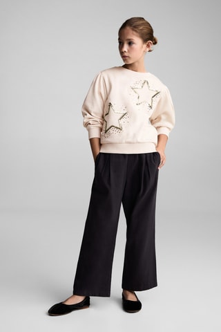 Sweat-shirt étoiles sequins - Ecru