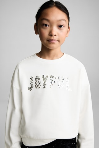 Sweat-shirt à sequins - Blanc cassé