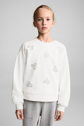 Sweat-shirt perlé - Blanc cassé