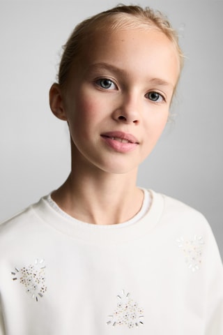 Sweat-shirt perlé - Blanc cassé