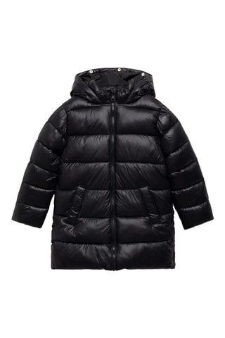 Anorak matelassé capuche fausse fourrure - Noir