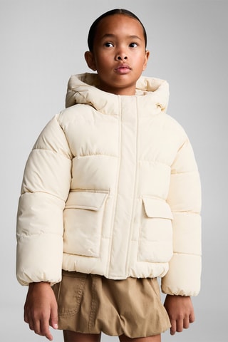 Anorak matelassée imitation mouton retourné - Ecru