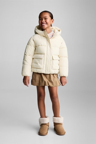 Anorak matelassée imitation mouton retourné - Ecru