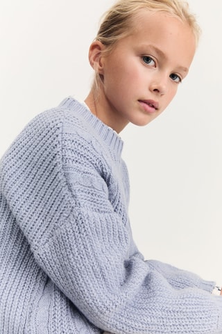 Pull-over maille tressée - Bleu clair
