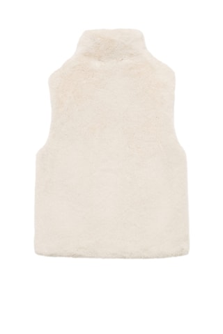 Gilet fausse fourrure poches - Ecru