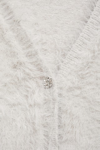 Cardigan fausse fourrure boutons - Gris clair