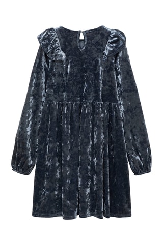 Robe velours volantée - Bleu