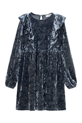 Robe velours volantée - Bleu