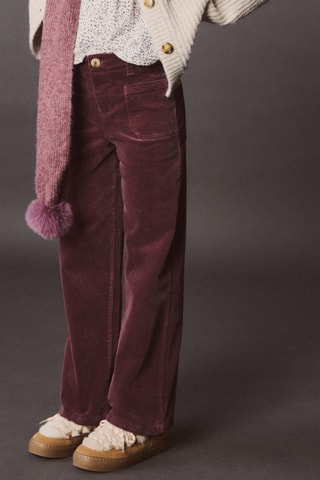 Pantalon velours milleraies poches - Grenat