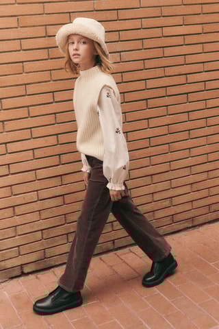 Pantalon velours milleraies poches - Grenat