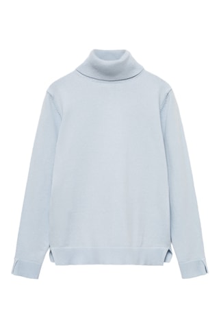 Pull-over maille col roulé - Bleu clair