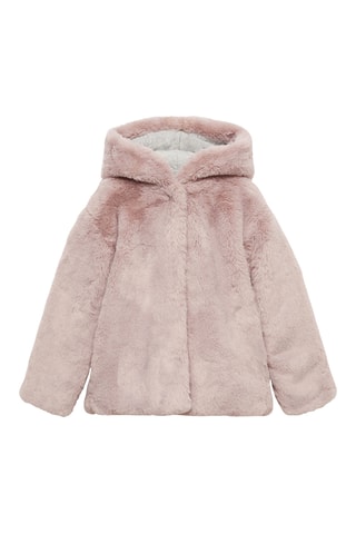 Manteau capuche fourrure synthétique - Rose