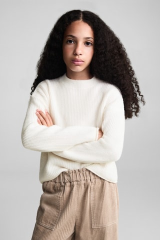 Pull-over maille côtelée - Blanc cassé